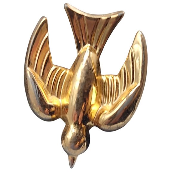 Coro Pegasus Sparrow ScrewBack Earrings Gold Tone VTG Original Hallmark 1940s - Picture 7 of 15